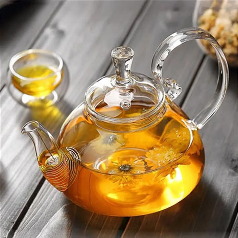 

Heat - resistant Borosilicate Glass Flower Tea Teapot Homehold Transparent Boiling Tea Pot