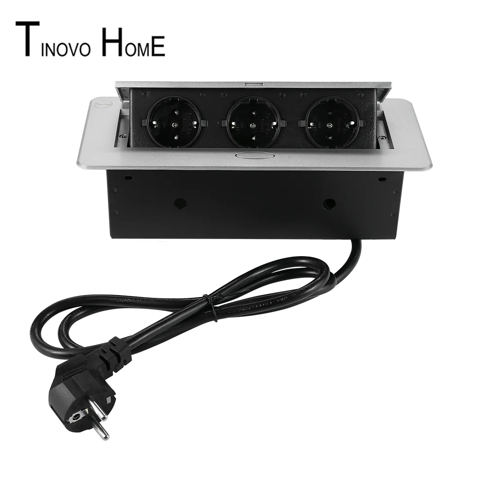 

Slow bounce desktop socket / 3-position European standard socket / zinc alloy panel Steel Box / EU outlet / 1.5 m EU plug cable