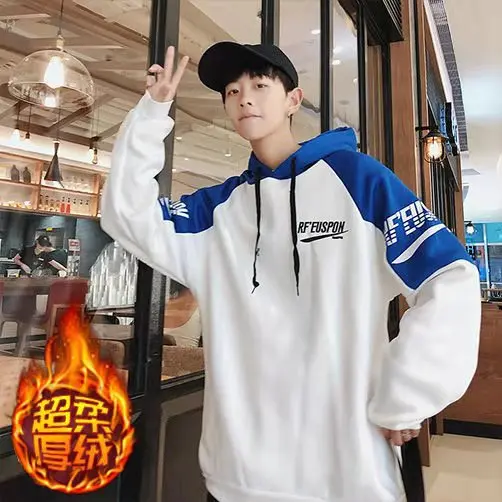 

2019 New Style MEN'S Hooded Sweater Teenager Trend Autumn And Winter Brushed And Thick Couples Loose-Fit Coat INS