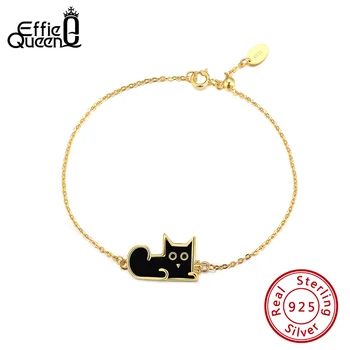 

Effie Queen Casual Animal Bracelet Charms Cute Black Cat Shape 925 Silver Bracelets Bangle Jewelry Party Gift Dropshiping EQB05