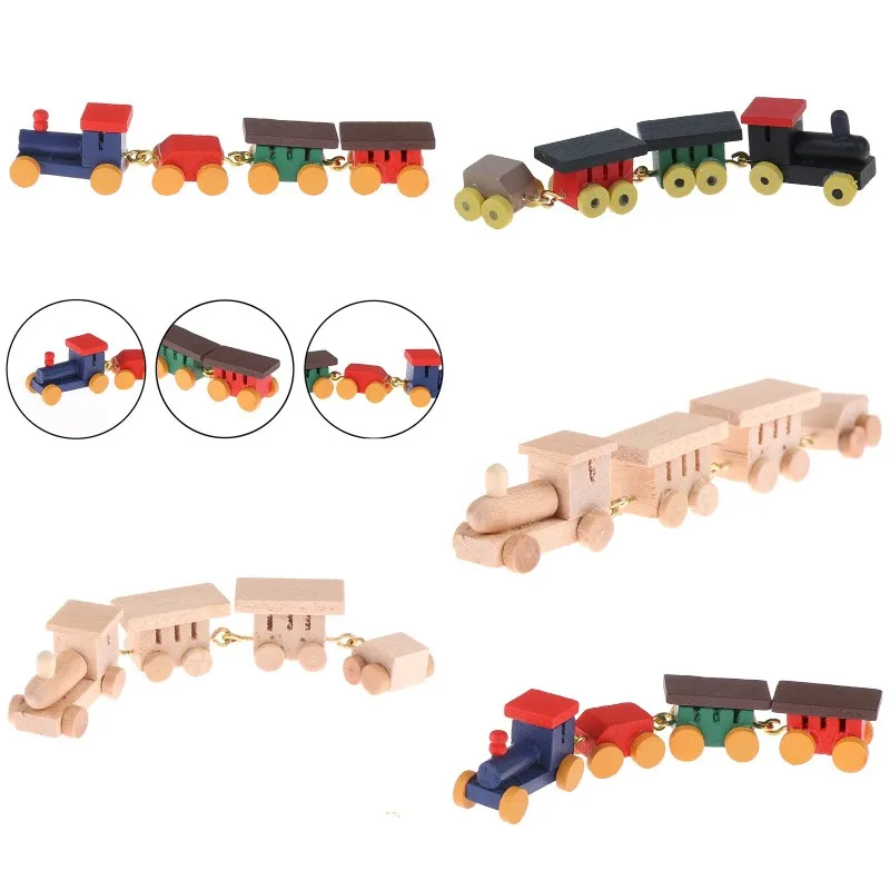 1/12 Doll house Miniature Wooden Carriages and Train Toy Set LP 