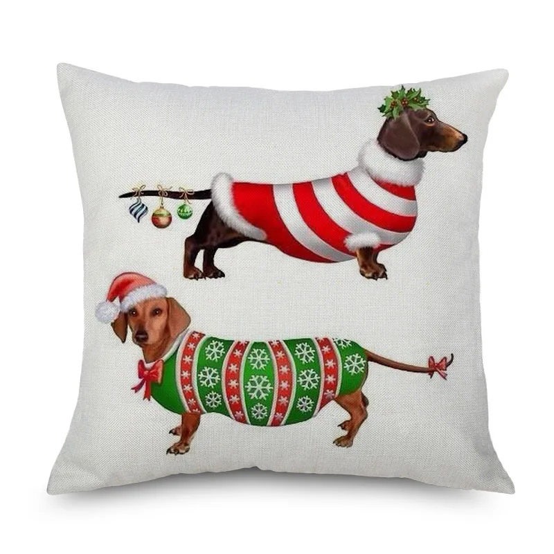 Merry Christmas Dachshund Колбаса Собака наволочка ручная роспись подушка для собак Чехлы для дивана бросок декоративное постельное белье Наволочка