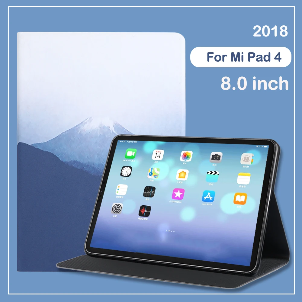 Tablet Case For Xiaomi Mi Pad 4 Case 8.0'' 2018 Mipad4 mi pad4 Folding Folio Cover Funda Painted Flip Stand Protective Shell