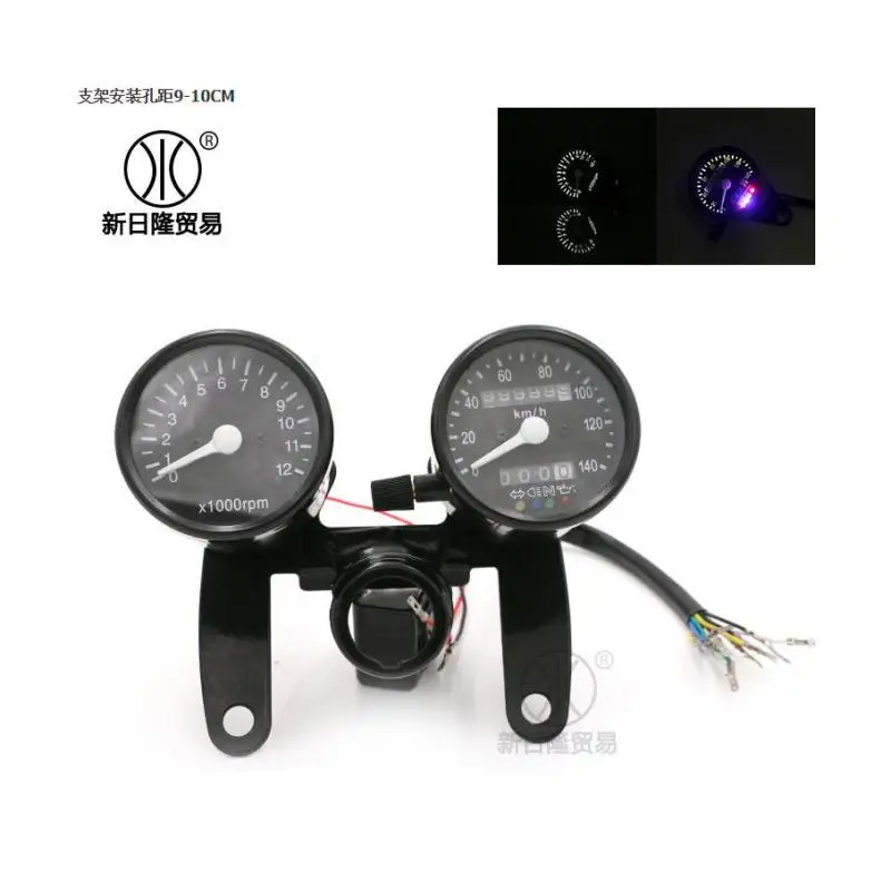 12V Motorcycle Retro LCD Speedometer Odometer Tachometer Multifunction Fuel Gauge Assembly