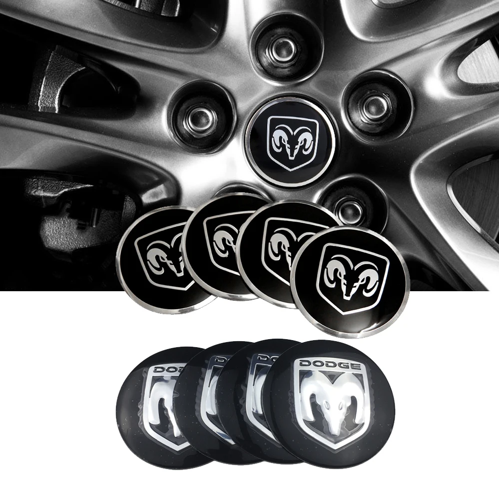 

56MM for Dodge Logo Ram 1500 2500 Journey Caliber Charger Challenger Nitro Durango Car Wheel Center Hub Caps Sticker Accessories