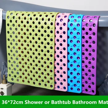 

36*72cm Bathroom Anti-Slip Mat PVC Non Slip Shower Rugs with Large Hole to Quickly Drain Water Solid Color Bathtub Rug