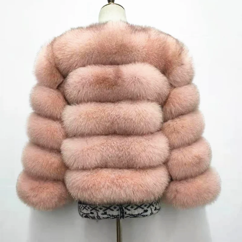 white puffer Real Fur Coat  100% Natural Winter Women's Fur Jacket  Warm Fox Fur Coat High Quality Fur Vest Free Shipping  Fashion Luxurious packable down jacket Coats & Jackets