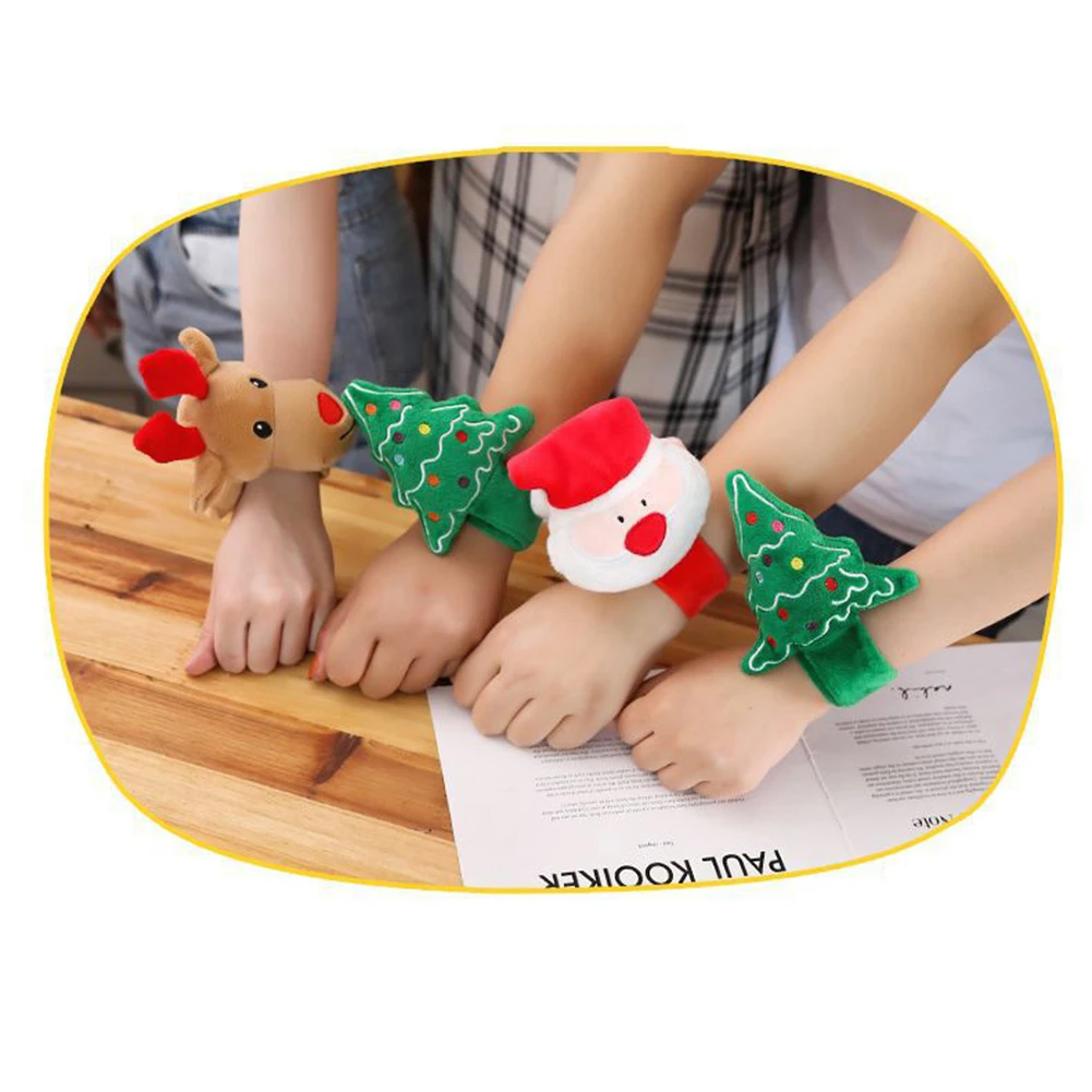 Hot Christmas Santa Deer Tree Shape Pat Circle Bracelet Wristband Party Supplies Children Gift Lightweight Xmas Decoration