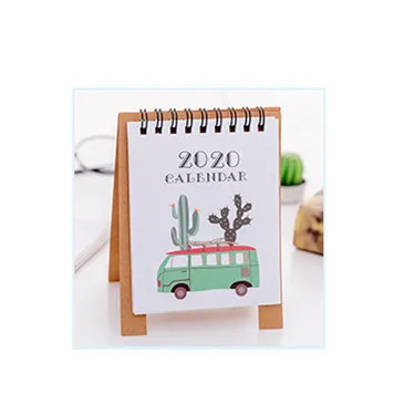 Ручной рисунок свежий мультфильм Мини Фламинго настольная бумага календарь двойной ежедневный планировщик стол планировщик годовой Органайзер дня - Цвет: cactus