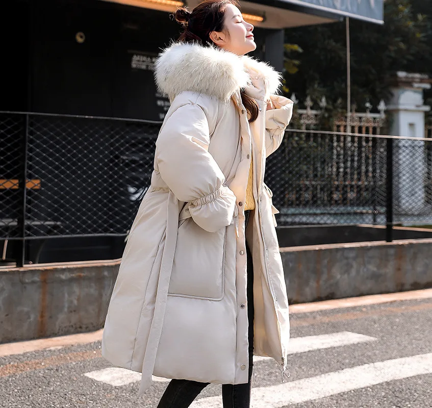 

Winter Cotton-padded Clothes Women's Loose-Fit 2018 New Style CHIC Drawstring Waist Hugging Parka Chubby WOMEN'S Dress by Age We