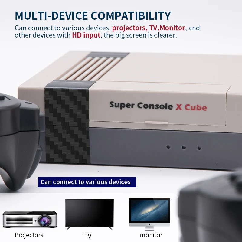 Ретро-игры для MAME/DC/ARCADE 117000 + Супер консоль для игр X Cube 4K Mini TV Box, консоль для видео игр с 2,4G беспроводными геймпадами