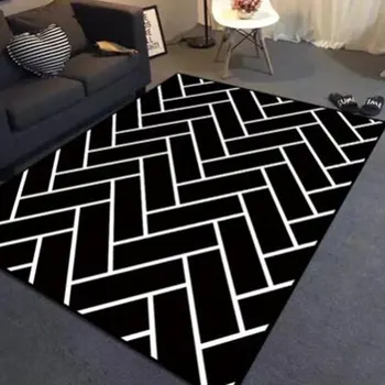 

Nordic Living Room Bedroom Bedside Rug - Black And White Cross