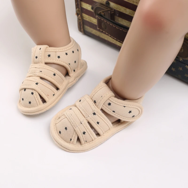 2021 NEW 0-18Months Kids Newborn Baby Boys Fashion Summer Soft Crib Shoes First Walker Anti Slip Sandals Shoes Soft Sole