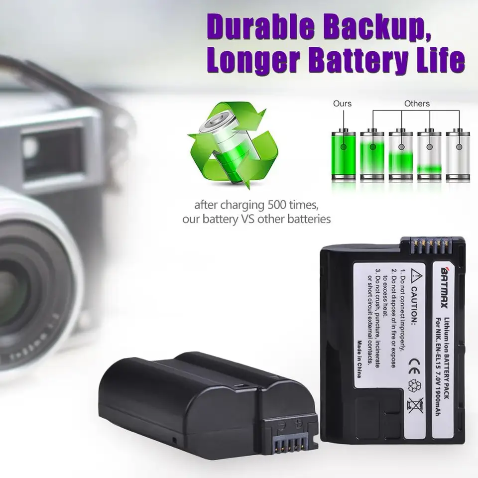 EN EL15 EN-EL15A ENEL15 EN-EL15 batteria + caricabatterie USB LED per Nikon D500 D600 D610 D750 D7000 D7100 D7200 D800 D800E D810  44