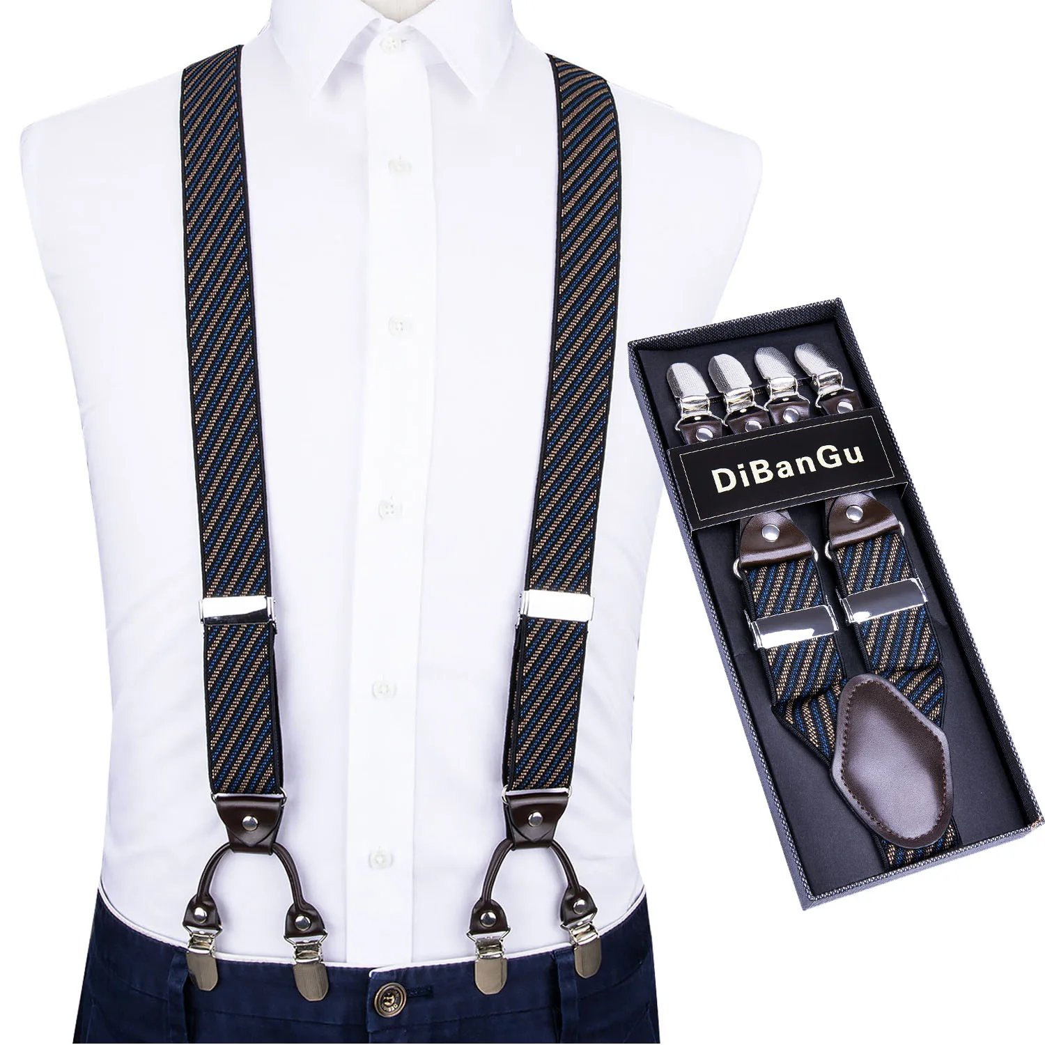 

Adjustable Elasticated Adult Suspender Straps Y Shape Clip-on Men's Suspenders 6 Clip Pants Braces For Men Straps DH06 DiBanGu
