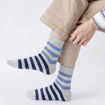 

1pair Men's Socks Business Crew Socks Male Colorful Striped Hip Hop Socks Comfortable Cotton Knit Warm Winter Socks for Man
