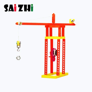 

Saizhi DIY Tower crane Pulley Model Toy Kits Science Physics Exploring Mechanics Experiments Educational Scientific Toy Gift