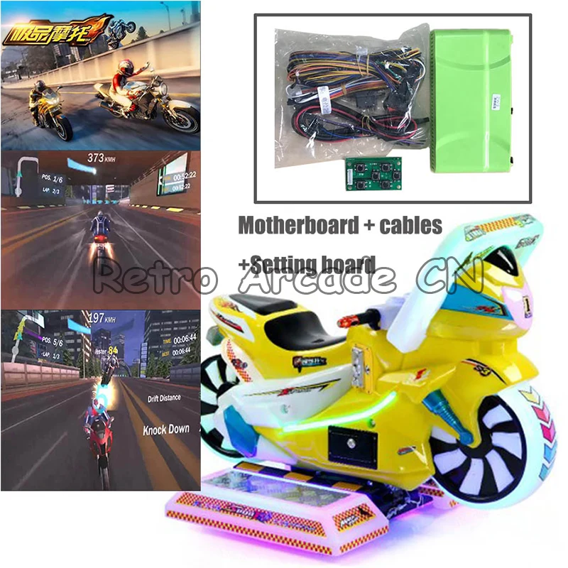 ^Cheap Amusment Equipment KitFast Moto 3 kids motorcycle racing 3d Video game arcade machine motherboard with wires cables Kit for DIY