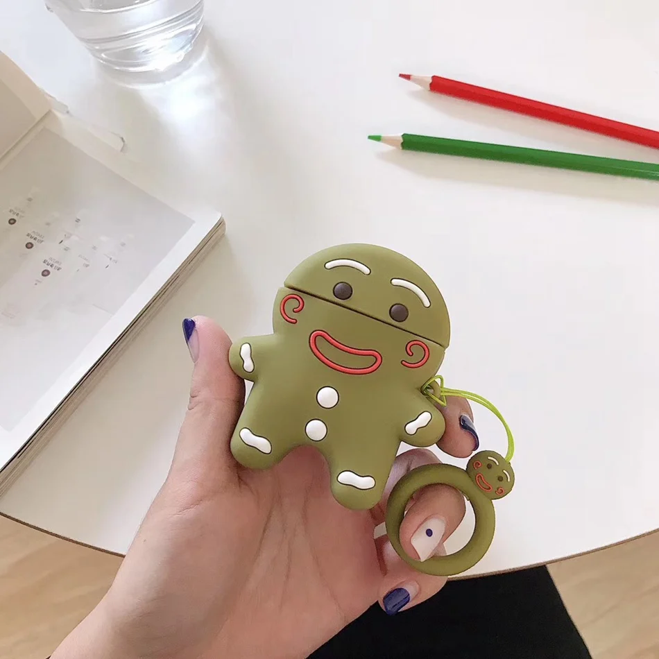 Cookie Green Чехол для AirPods с объемным рисунком еды, чехол для наушников для Apple Airpods 2 Kawaii, забавные аксессуары, защитный чехол с кольцом на палец - Цвет: Cookie Green