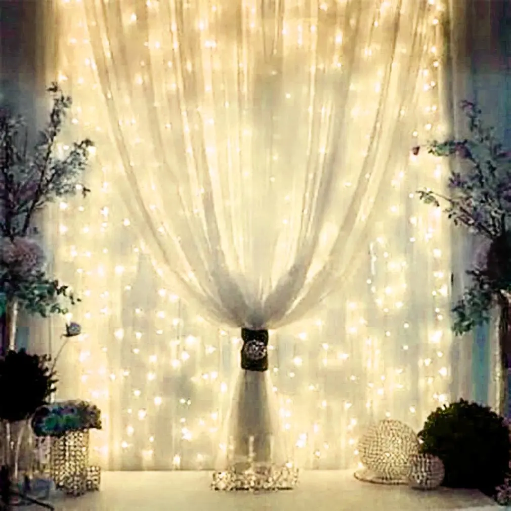 24V 300LEDs 3*3 meters LED Icicle Curtain String Lights Fairy Lights with Remote Control for Christmas Garden Party Decor