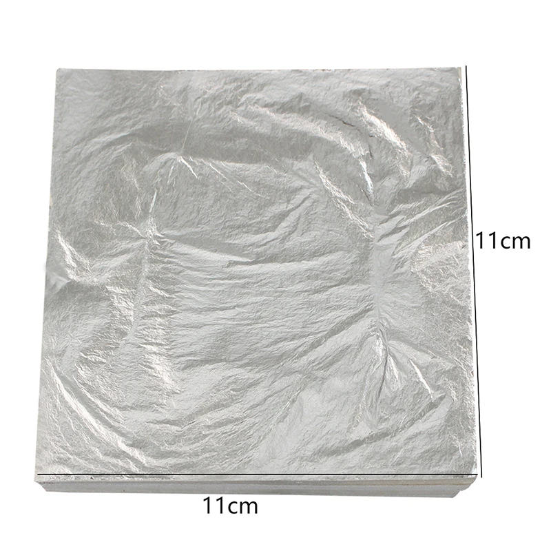 

Edible Silver Leaf Sheets 100pcs 11cm Pure Silver Leaf for Food Decoration Arts Crafts Paper Cosmetics Painting Edible Sheets