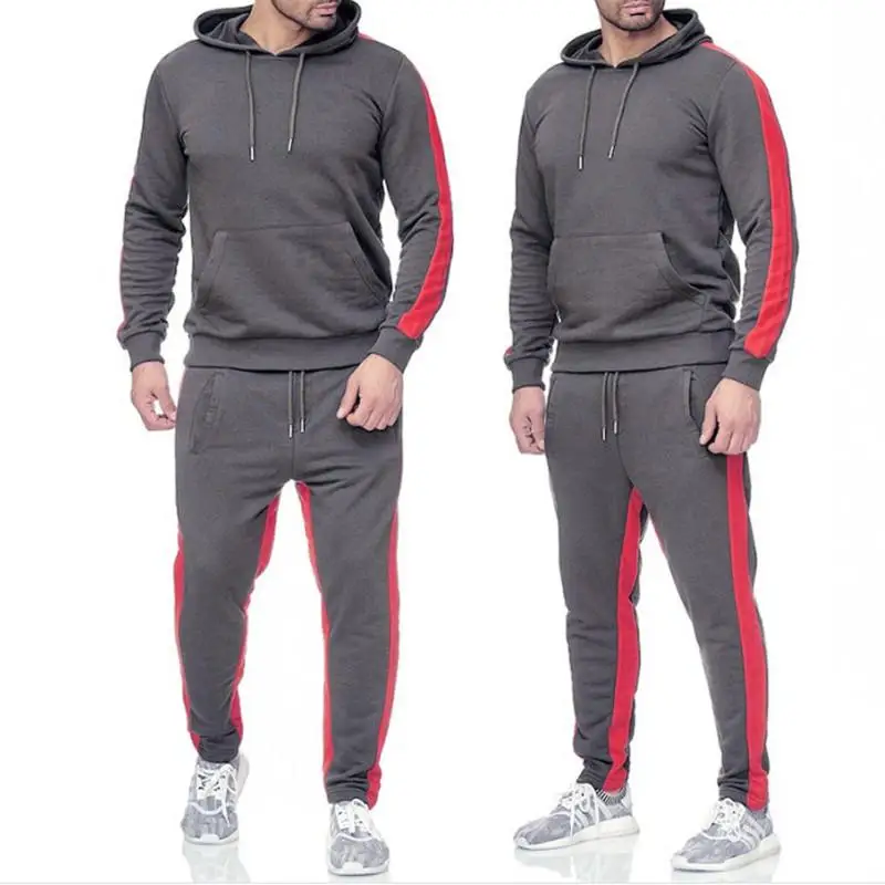 Promo new fashion brand sportswear winter jacket men's sportswear suit thick velvet hoodie + jogging pants sweatshirt jacket clothing