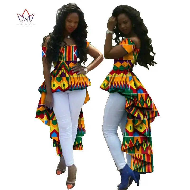 Летний топ африканская одежда Африканские Восковые хлопчатобумажные платья с принтом для Женщин Дашики размера плюс халаты Pour Les Femmes Africai WY615 - Цвет: 12