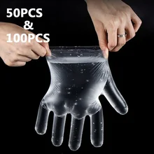 Plastic Gloves Garden-Accessories Kitchen 100pcs Transparent PE BBQ Eco-Friendly One-Off