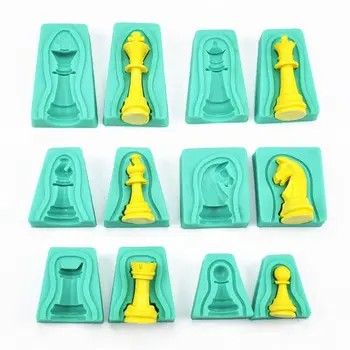 

6 Pcs International Chess Silicone Mold Sugarcraft Fondant Cake Decoration Mould