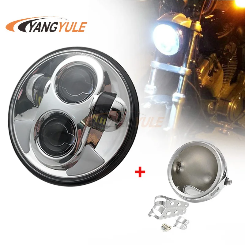 

5.75 inch LED Motorcycle Headlight Kits Conversion With For5 3/4 Headlight Motorcycle with black housing