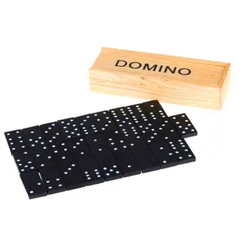 

High Standard Dominoes Neutral Wooden Children Interactive Board Game Set Kids Wodden Box Dominoes Toy 1 Set