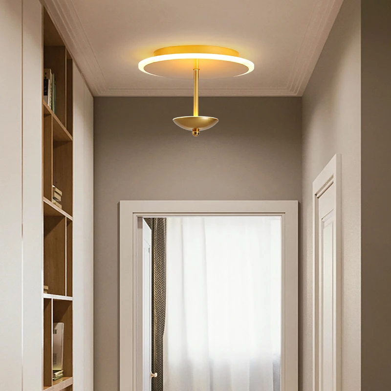 

Modern LED Ceiling Lamp for Bedroom Living Room Aisle Corridor Study Balcony Lamp Gold Luster Indoor Decorative Lighting Fixture