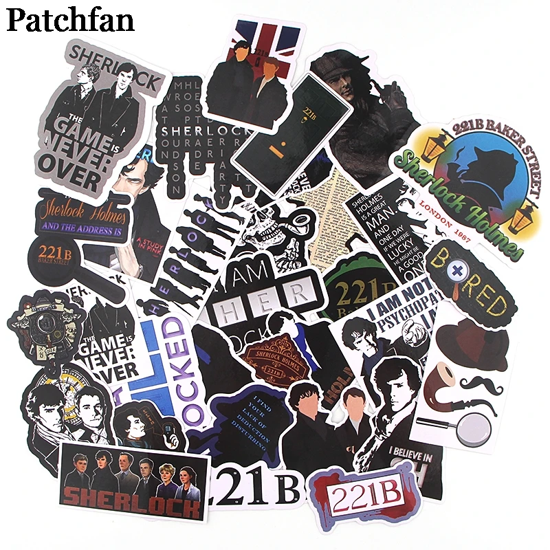 Patchfan 32pcs Sherlock Kids Toy Stickers pack for DIY scrapbooking album car Luggage Phone notebook decals Waterproof A2295