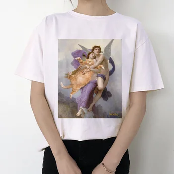 

Fashion Short Sleeve Tshirt Ulzzang Kawaii Women Streetwear Camisas Mujer Aesthetic Cat Printed Tshirt Casual Korean Clothes