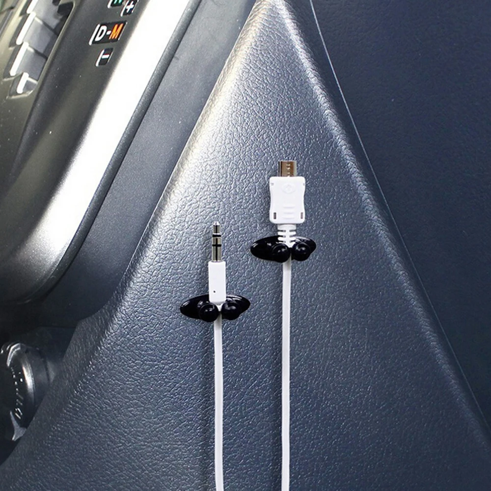 Hot 8Pcs Car Charger Line Headphone/USB Cable Car Holder Clip Interior Accessory 