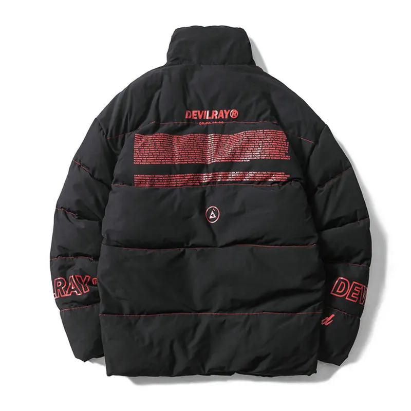 Streetwear Men Winter Thick Jacket Waterproof Windbreaker Casual Letter Printed Hip Hop Warm Mens Winter Jacket Parka