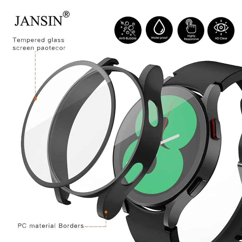 Vetro + Custodia Per Samsung Galaxy Watch 4 44Mm 40 Mm Paraurti Con Copertura Completa + Protezione Dello Schermo Per Samsung Galaxy Watch 4 Accessori