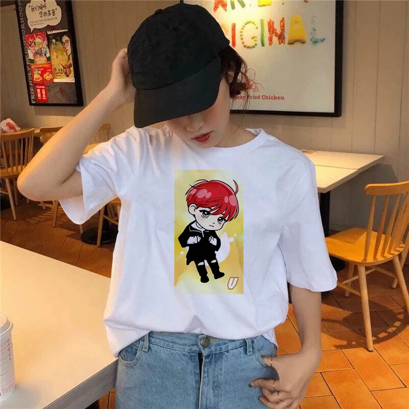 Fashion Comic boy T Shirt Women Lovely Print Short Sleeved O-neck T-shirt Vintage Vogue Ullzang Tshirt Harajuku Tops