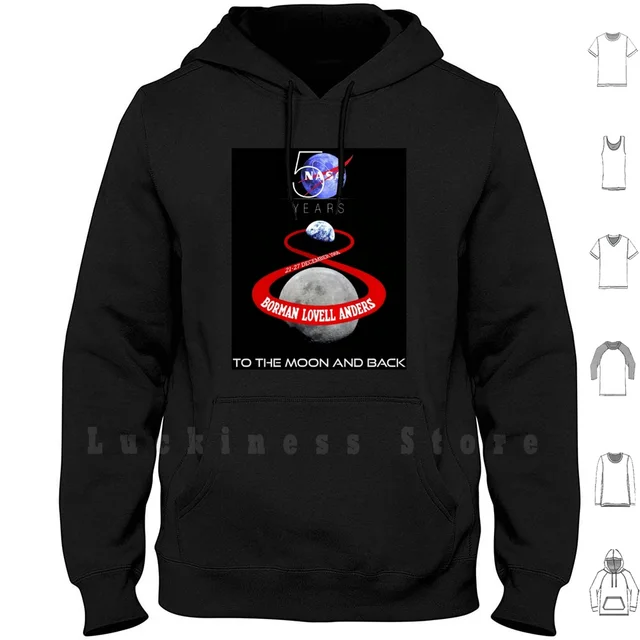 Sudadera con capucha Apollo 8 Earthrise - 50 ° aniversario, manga larga, Apollo 8 Earthrise Lunar Mision Space Travel 50 ° 1