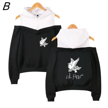 

Emo Lil Peep Off-the-shoulder Hoody Rapper Cry Baby Gedrukt Sweatshirt Fashion Sweatshirt Pullover Vrouwen New Maten Voor Casual