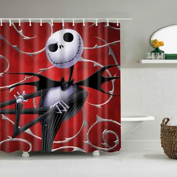 

Cartoon Vampire in Business Suit with Bow Tie on Red The Nightmare Before Christmas Ornamental Bath Curtain