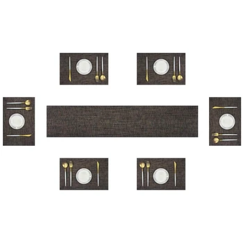 

Table Runner with Placemats for Party Woven Plastic Coffee Table Heat-Resistant Kitchen Table 11.8X 70.8 Inches(1 Table Runner a