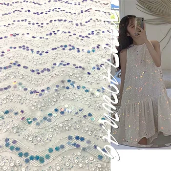 

Spring and summer net red with the sequined fabric women's dress evening dress party performance sequin fashion fabric P