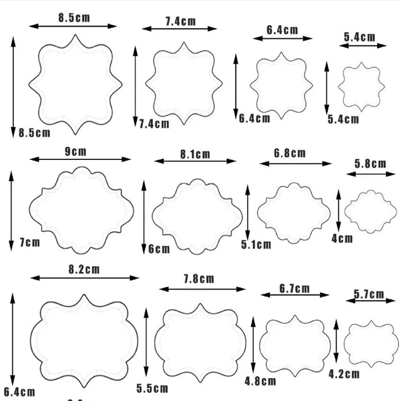 4PCS Blessing Frame Cookie Cutter cookie cutter cookie mould cookie printing mold baking mold Stainless Steel Biscuit Cookie Cutter Wedding Cake Mould Sugarcraft Baking Pastry Decorating DIY Tool