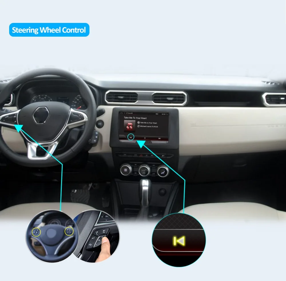 Top 1 DIN Android 9.0 8 Inch Car DVD Player For Dacia/Sandero/Duster/Renault 2 Logan 32G ROM 3G/4G/WIFI/BT/USB GPS Navigation Radio 13
