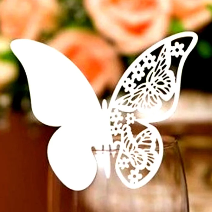 Новинка 100 шт. бабочка карточка с именем и местом для свадьбы бокал для шампанского вечерние номер стола