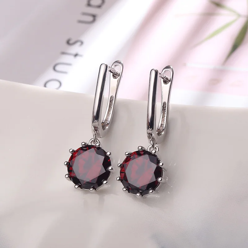 silver red MAIKALE простой кубический цирконий висячие серьги красный/синий/зеленый многоцветный CZ бусины Висячие серьги для женщин гипоаллергенные ювелирные изделия - Окраска металла: silver red
