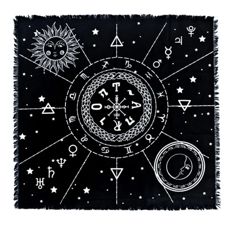 60*60 см хлопчатобумажная скатерть Таро 12 созвездий Астрология оракул алтарь ткань