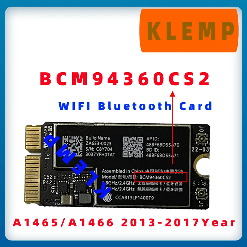 

Original WiFi Airport Card BCM94360CS2 For Macbook Air 11" 13" A1465 A1466 Wifi Card Bluetooth 4.0 802.11ac 2013 2014 2015 2017