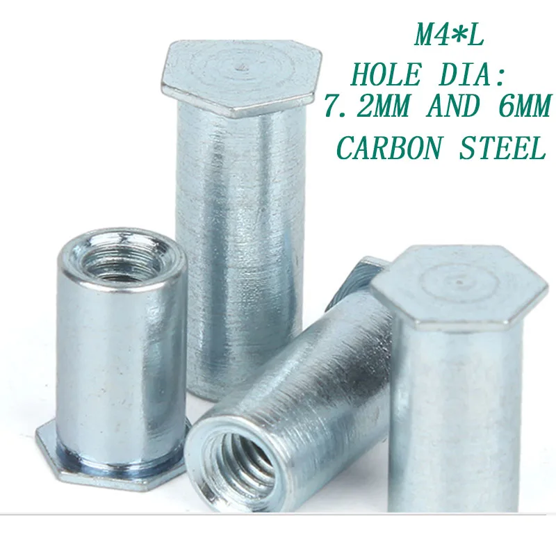 

30pcs/lot M4XL(3-50)Dia hole-7.2mm/6mm zinc carbon steel blind hole pressure rivet stud rivet nut column hole375